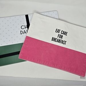 NEW KATE SPADE CHEERS DARLING GREEN PLACEMATS (4) CAKE FOR BREAKFAST PINK (4)
